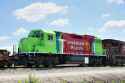CPKC hydrogen H20EL locomotive No. 1002 approaches CPKC’s Bensenville Yard