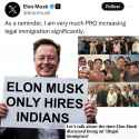 Illegal immigrant Elon Musk only hired indians