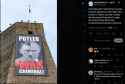 During Russia’s &#039;Victory Day&#039; parade, a banner appeared on the wall of the museum in Narva, Estonia—facing directly toward Russia 09-05-2025 across the border