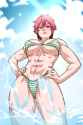 tomo chan abs bikini beach in ocean tomboy anime girl