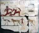 Two Men Catching Birds, Boy Playing with Animals