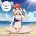 nsfw, 1girl, official art, girls und panzer, outdoors, beach, sunny, summer, whi s-485866707
