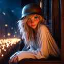 disney blonde with GI helmet