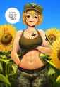 nsfw, 1girl, artist_usergore, sunflower field, blue sky, s-2499518703