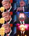 Trump three scoops Colbert