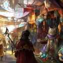 Marketplace with cat man