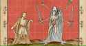 Brave Sire of Quennes-Oby facing an abominable skeletal creature