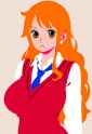 {flat colors}, long hair, no line art, corporate art, nami (one piece), upper bo s-2563268151_masked