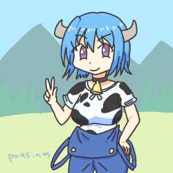 minos peace sign overalls farm cow