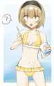 pekola shaved ice green tongue swim suit question mark huh what confused