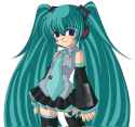 hatsune miku weirdly standing smirk stare