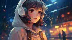 cartoon-lofi-young-manga-style-girl-while-listening-to-music-in-the-rain-ai-generative-photo