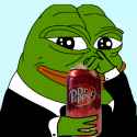 smug pepe cracking open an ice cold refreshing can of Dr Pepper