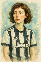 Juventus Fan in Watercolour Portrait