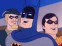 Batman Hawkeye and Robin have a chuckle