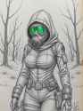 FXB-Verse_00069-a pencil sketch of a game digital artwork concept design sheet &lt;very sexy full body gas mask lady, green visor&gt;, nuclear winter background, snow, grunge post apocalyptic wasteland style, a bit of rust and decay.PNG