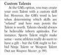 custom talents