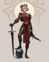 Female Human Fighter Rogue Noble King Queen Drip Heavy Dagger Sword Dual Crown Blonde Young Knight