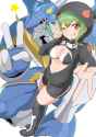 Rina Shinomiya With UlForceVeedramon Doing Victory Peace Sign (100zettabyte)