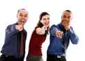 pointing at (you) and laughing