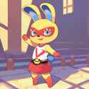 anime_artwork_score_9__score_8_up__score_7_up__mira___animal_crossing____rabbit_girl__round_tail__1girl__anthro__mask__white_shirt__red_skirt__flat_chest__belt__pink_lipstick__sleeveles_3036842436