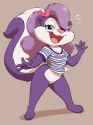 04051-2592318292-_lora_Fifi_la_fume_SDXL_0.8_, Fifi, skunk, girl, purple body, purple legs, purple arms, white-purple tail, white cheeks, white e