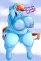 2097148__questionable_artist-colon-coatieyay_rainbow+dash_anthro_pegasus_unguligrade+anthro_armpits_bag_bbw_belly+button_big+breasts_blushing_breasts_busty+rain