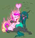 2867880__suggestive_artist-colon-noupu_princess+cadance_queen+chrysalis_alicorn_changeling_changeling+queen_pony_g4_abdominal+bulge_belly_bellyrubs_big+belly_ch