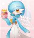 gardevoir happy birthday holding cupcake with 3 candles