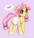 3600479__safe_artist-colon-bloodymrr_oc_oc+only_oc-colon-crafty+circles_pony_unicorn_abdl_blue+bow_bow_commission_diaper_diaper+fetish_female_fetish_filly_filly