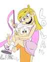 14580 - 2017 aged_up artist_duskull carrying character_lincoln_loud character_lola_loud hugging ribbon smiling text