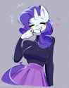 3618967__safe_artist-colon-okaces_rarity_unicorn_anthro_plantigrade+anthro_g4_2d_55_blue+eyeshadow_blush+lines_blushing_breasts_chromatic+aberration_clothes_ear