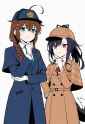 2girls, thinking, side-by-side, detective, sherlock holmes, s-1067894255
