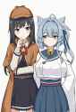 2girls, thinking, side-by-side, detective, sherlock holmes, s-2160566984
