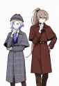 2girls, thinking, side-by-side, detective, sherlock holmes, s-3956306406