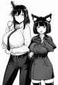 2girls, thinking, side-by-side, detective, sherlock holmes, s-62740531