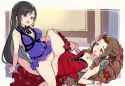 2girls, tifa lockhart (refined dress), aerith gainsborough (red dress), final fa s-903358069