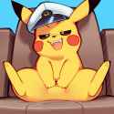 artist_wamudraws, Pikachu, peaked cap, white hat, captains hat,{{feral}}, mischi s-221646537