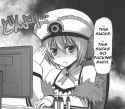 Blanc at her computer