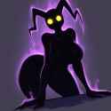 shadow (kingdom hearts), tall female, giant hips, giant breasts, yellow glowing s-3877156617
