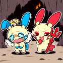 2 boys, {Digital ink, thick outlines, cute, Chibi}, detailed background, cavern, s-2090587877