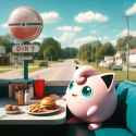 Jigglypuff getting lunch at a diner outside of Detroit
