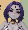 SPOILER_00213-1564703737-source_anime_gray_skin_1girl_Raven_teen_titans_cow_pattern_bikini_fondling_own_breast_smug_zPDXL