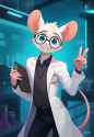 fur dataset, male, species_murine, lab coat, glasses, laboratory, looking at vie s-1787991471