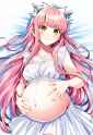 highres,1girl, medb (fate),artist_aono shimo, smile, pregnant, colored pencil (m s-3764387085