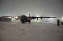 C-130 in snow Bagram airfield, in Afghanistan on Dec. 29, 2013