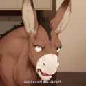 close-up, non human, flabbergasted cartoon animal, donkey, comedy, stunned donke s-3500643308