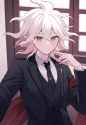 1boy, solo, indoors, elf, pointy ears, komaeda nagito, danganronpa (series), loo s-1895951563