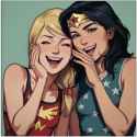 top aesthetic, best quality, 2girls, wonder woman, supergirl, laughing, hand on s-1197894559