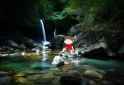 background dataset, 1boy, scenery, forest, dark, magical, cliffside rocks, water s-509866453